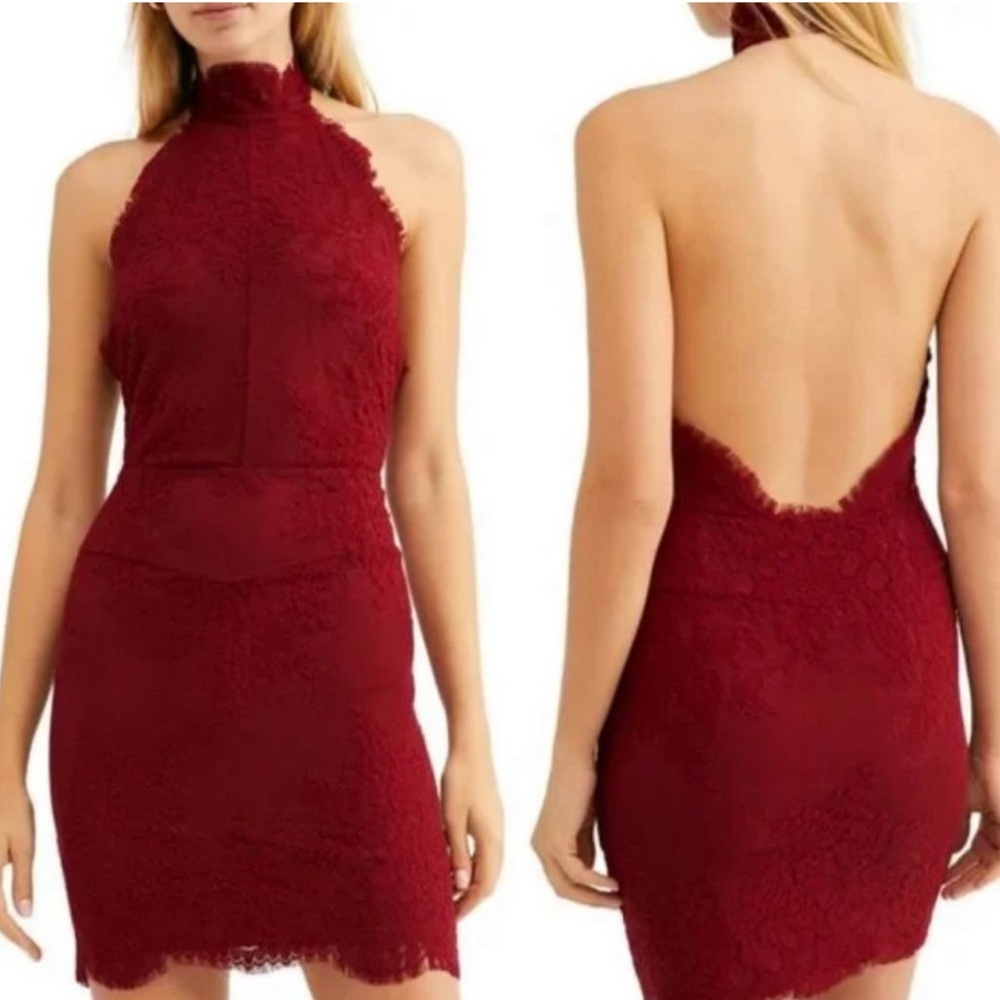 HARPER LACE HALTER MINIDRESS IN RED size large!! - Picture 7 of 16